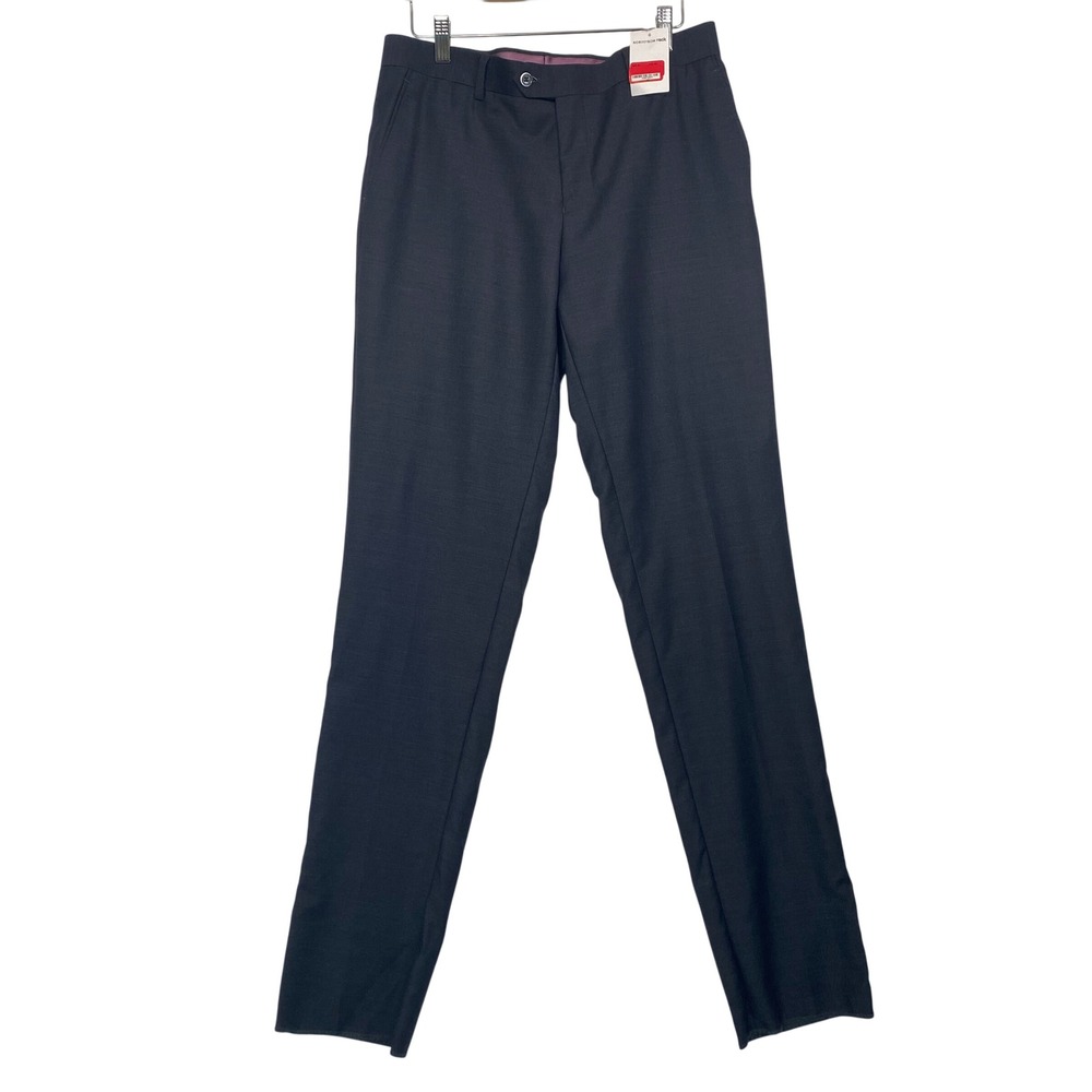 Zanetti Mens Dress Pants 32S Charcoal Grey Pure Wool Lanificio Di Biella Porto